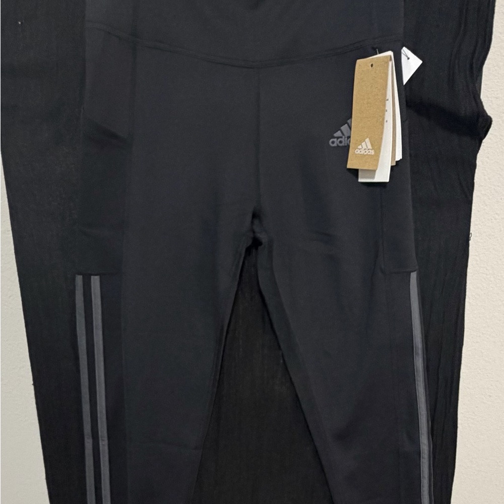 NWT Adidas Black 3/4 Leggings with Gray Logo